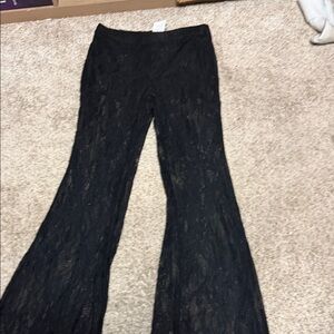 Black Lace Flare Pants